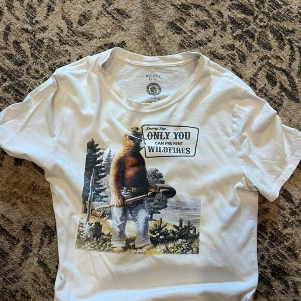 Smokey Bear "Only You Can Prevent Wildfires" White Graphic Tee